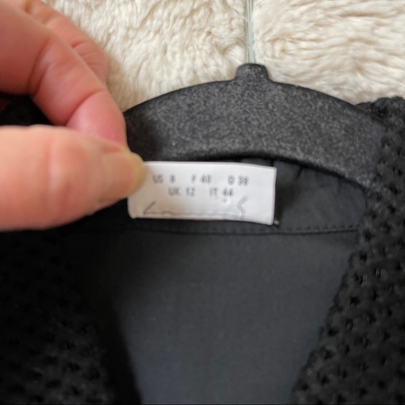 Akris Punto Top Button Down Shirt Black Mesh Collar & Cuffs Size 8 - Picture 9 of 13